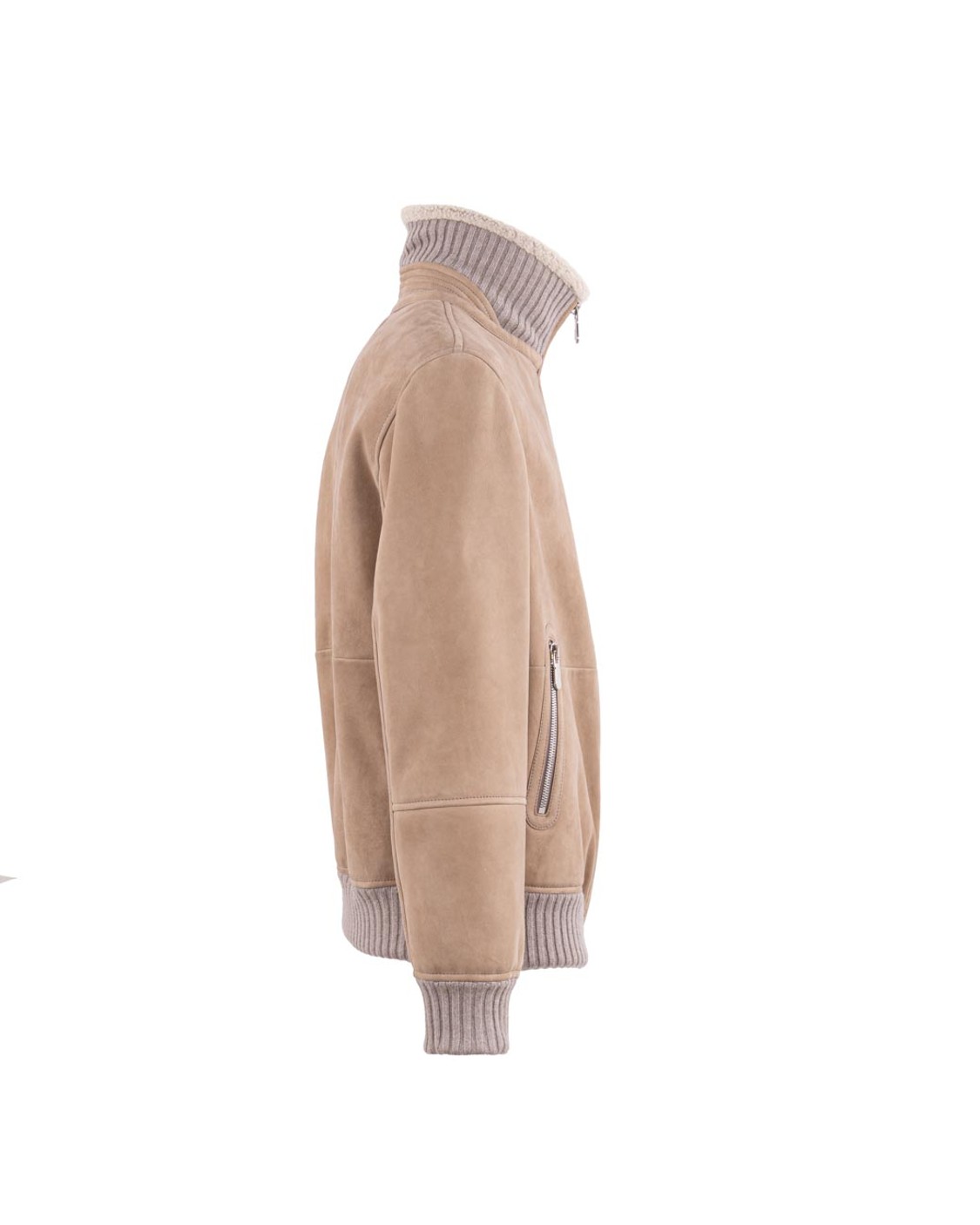 shop BRUNELLO CUCINELLI  Montone: Brunello Cucinelli bomber in shearling curly scamosciato con collo in maglia di cashmere.
Chiusura con zip e doppio cursore.
Collo con inserto in maglia a costina.
Tasche basse con zip.
Polsini e fondo in maglia a costina.
Fodera in shearling.
Composizione: 100% Pelliccia.
Fabbricato in Italia.. MPMLS1737-C4248 number 9405942